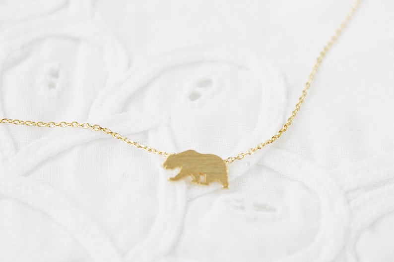 Tiny Gold Bear Pendant Necklace . Tiny Charm Necklace Dainty and Simple Necklace Birthday Gift image 7