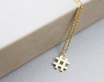 Tiny Hashtag Pendant Necklace Dainty Hashtag Necklace Simple and Modern Necklace Birthday Gift