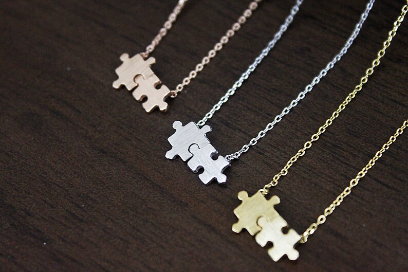 Gold puzzle necklace Puzzle Charm Necklace Dainty and Simple Etsy