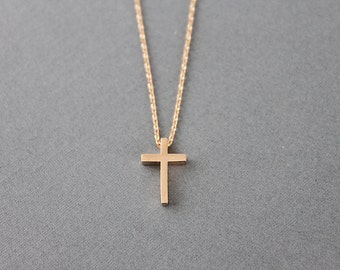 Cross Necklace Dainty Cross Necklace Tiny Cross Charm Necklace Bridesmaid Gift Birthday Gift Gift for friends-M