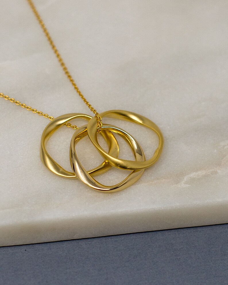 Tri Circle Necklace, Ring, Ring Necklace, Modern Necklace, Delicate Jewelry, Dainty Necklace, Circle Charm, Jewelry, Necklace, Gold, Silver image 3