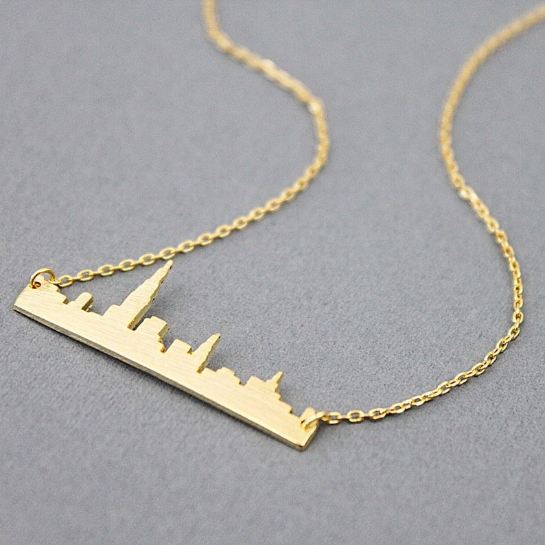 New York Skyline Pendant Necklace . Newyork Cityscape Necklace Etsy