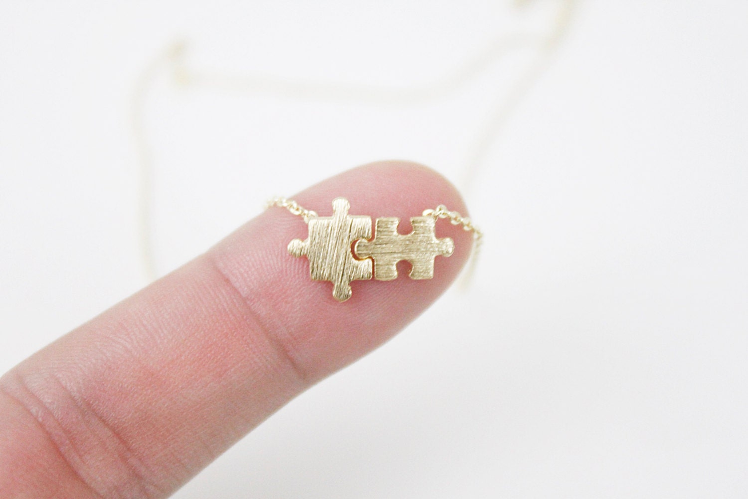 Gold Puzzle Necklace Puzzle Charm Necklace Dainty and Simple Etsy