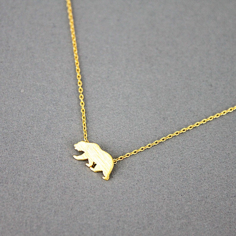 Tiny Gold Bear Pendant Necklace . Tiny Charm Necklace Dainty and Simple Necklace Birthday Gift image 6