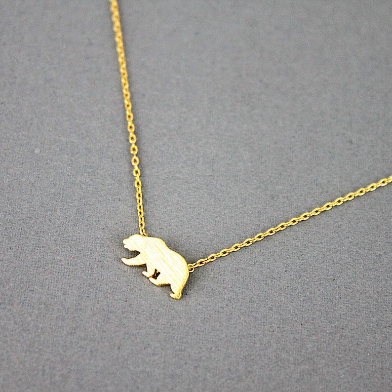 Tiny Gold Bear Pendant Necklace . Tiny Charm Necklace Dainty Etsy