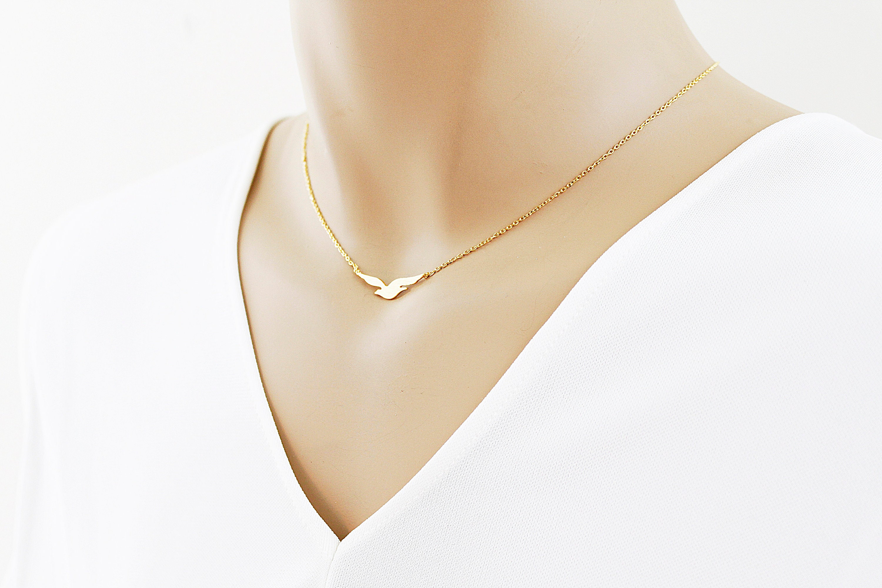 Gold seagull necklace Clearance