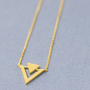 Triangle Necklace, Delicate Triangle Necklace, Dainty Minimal Triangle Outline Necklace, Simple Necklace, Gold, Silver image 6