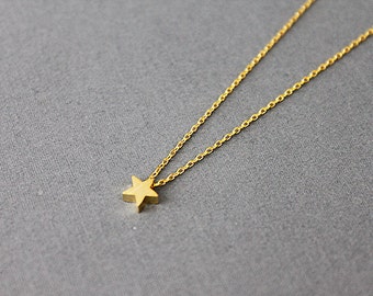 Tiny and Simple Gold Star Necklace . Dainty Star Charm Necklace . Bridesmaid Necklace Bridesmaid Gift Birthday Gift