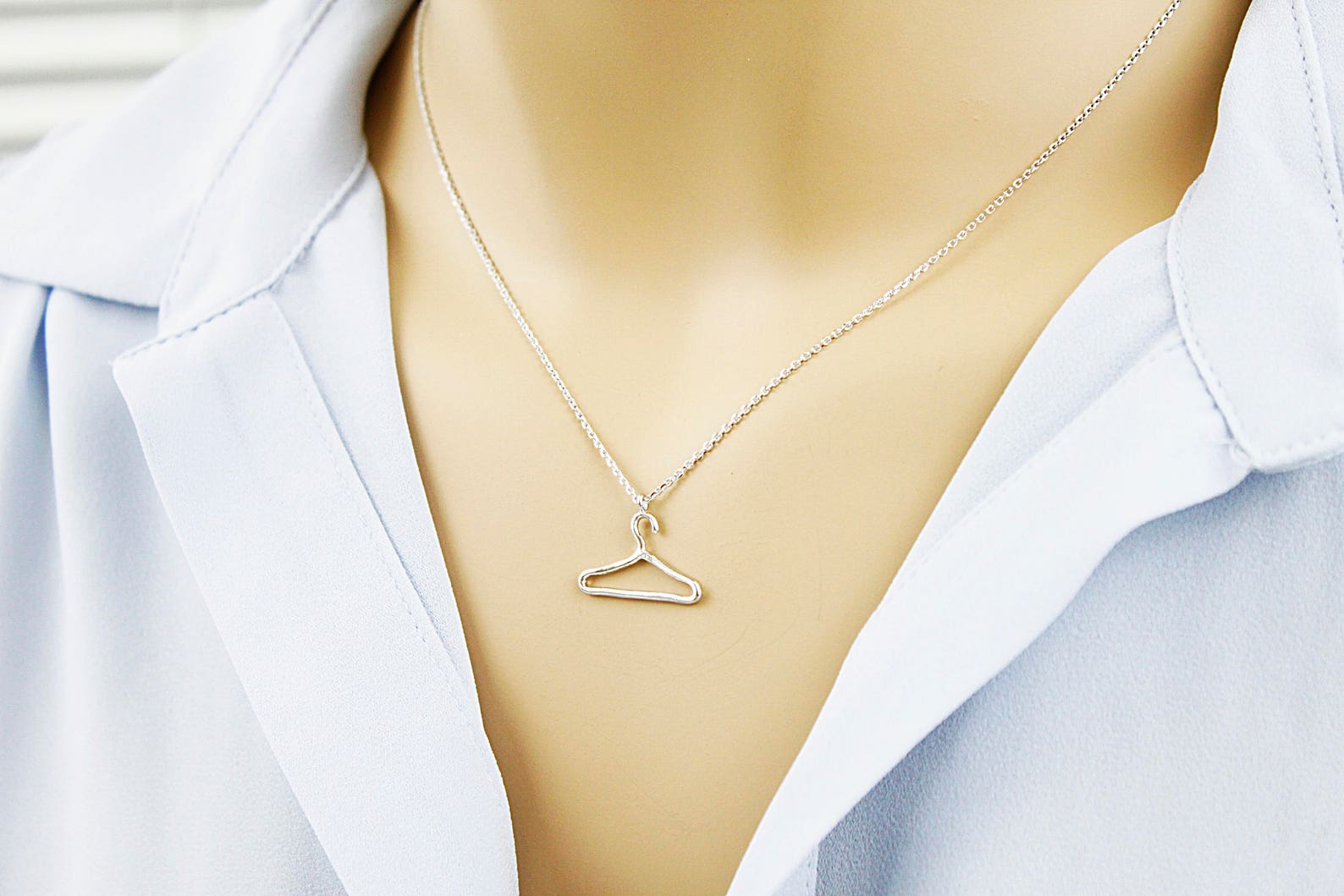 Gold and Silver Tiny Hanger Charm Necklace. Simple and Modern Etsy