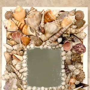 Seashell Encrusted Mermaid Boudoir Mirror - Beach Decor