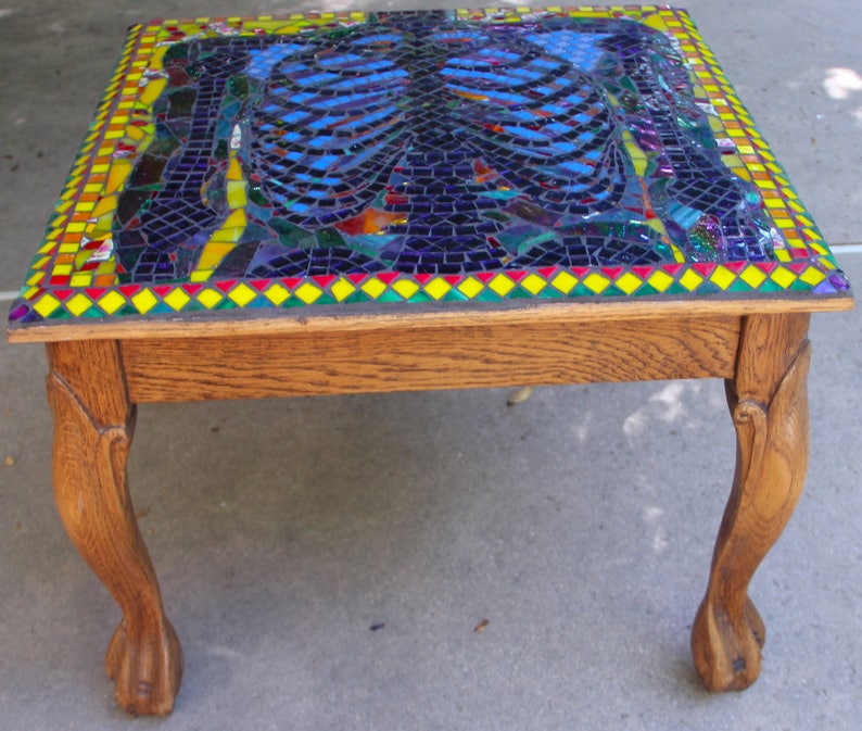 SOLD Mosaic Coffee Table Side Table. Anatomical Skeleton Etsy