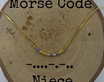 NIECE Morse Code Necklaces, Secret Message, Dainty necklace, Minimalist, Morse code jewelry, gold necklace, niece gift