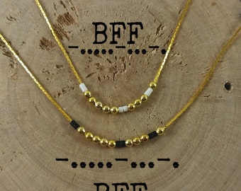 BFF Morse Code Necklaces, Secret Message, Dainty necklace, Minimalist, Morse code jewelry, gold necklace, BFF gift, Friends gift