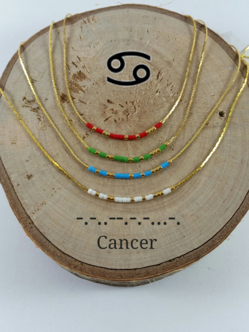 CANCER Morse Code necklace, CUSTOM morse code, Secret Message, Dainty necklace, Personalized, Morse code jewelry, Birth necklace, BFF Gift image 1