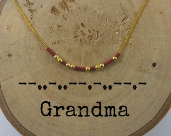 GRANDMA Morse Code Necklaces, Secret Message, Dainty necklace, Minimalist, Morse code jewelry, gold necklace, Grandma gift