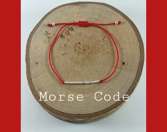 CUSTOM secret message bracelet morse code. sterling silver.silk.minimalist.dainty.colorful.dot and dash.initial.name. SISTER, BFF morse code