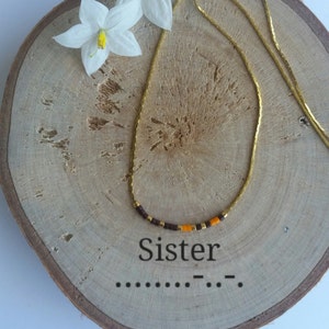 SISTER CUSTOM Zarte Halskette, Geheime Botschaft, Morsecode, personalisiert minimalistisch, Boho Chic, Layering Halskette, Boho, Schwester Geschenk