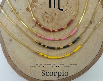 SCORPIO Morse Code necklace, CUSTOM morse code, Secret Message, Dainty necklace, Personalized, Morse code jewelry, Birth necklace, BFF Gift