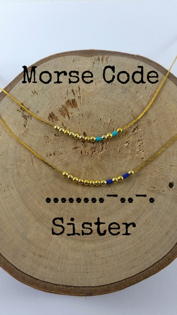 SET OF 2 SISTER Morse Code Necklaces Secret Message Dainty necklace Minimalist Morse code jewelry gold necklace sister gift sisters