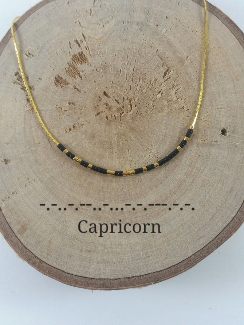 CAPRICORN Morse Code necklace, CUSTOM morse code, Secret Message, Dainty necklace, Personalized, Morse code jewelry, Birth necklace,BFF Gift image 4