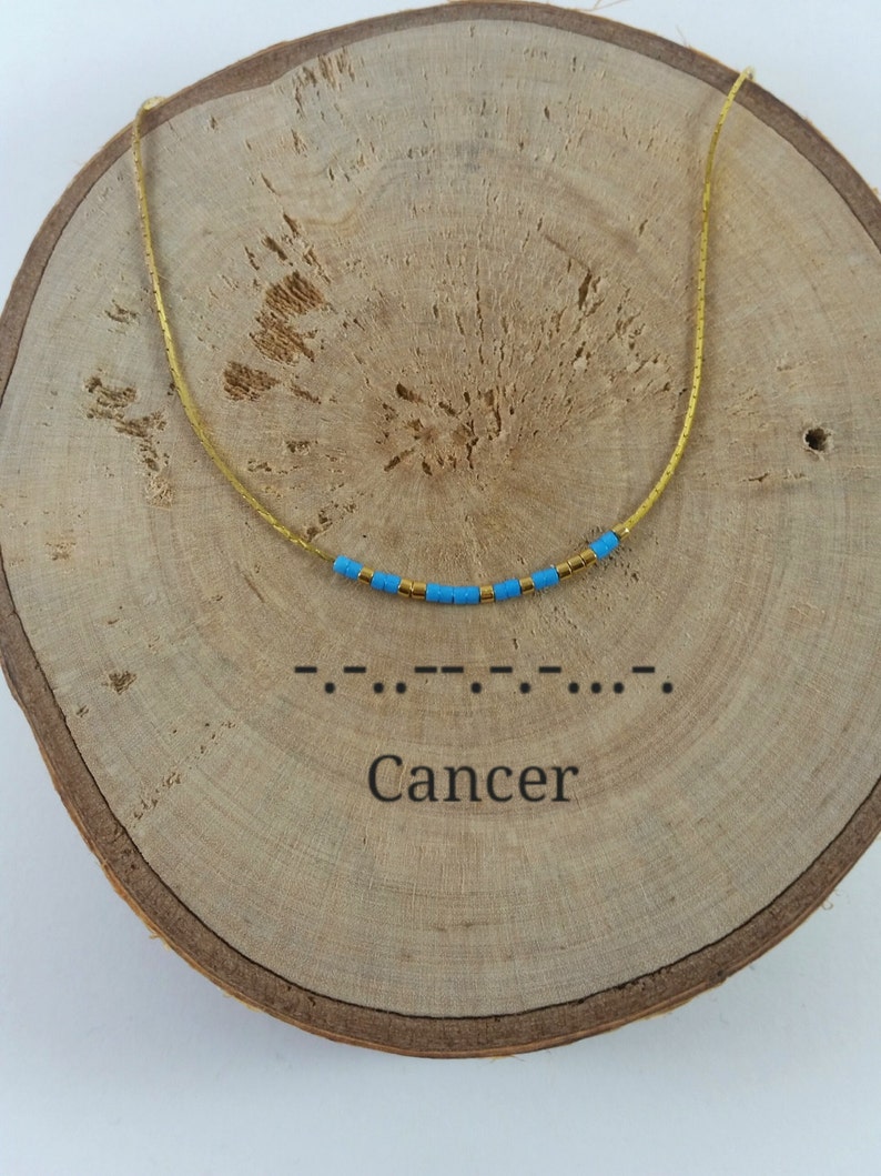 CANCER Morse Code necklace, CUSTOM morse code, Secret Message, Dainty necklace, Personalized, Morse code jewelry, Birth necklace, BFF Gift image 4