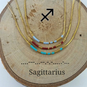 SAGITTARIUS Morse Code necklace, CUSTOM morse code, Secret Message, Dainty necklace, Personalized, Morse code jewelry, Birth necklace, Gift