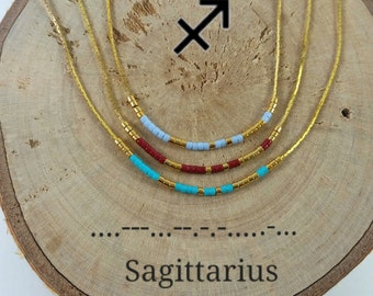 SAGITTARIUS Morse Code necklace, CUSTOM morse code, Secret Message, Dainty necklace, Personalized, Morse code jewelry, Birth necklace, Gift