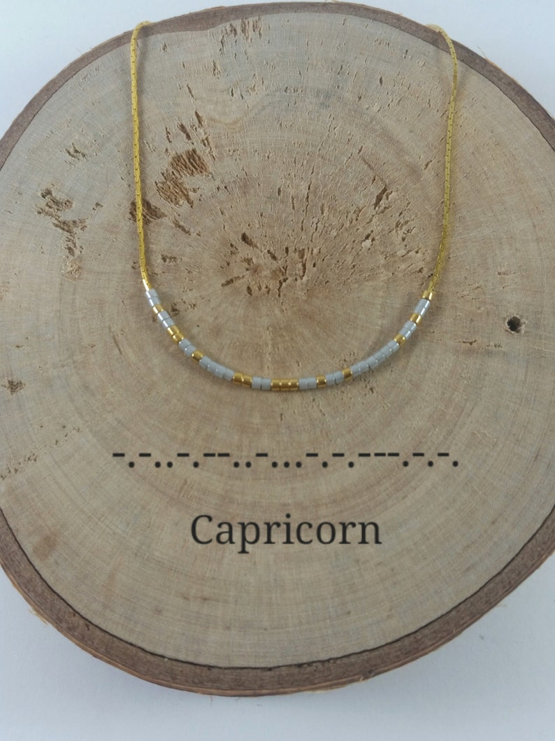 CAPRICORN Morse Code necklace, CUSTOM morse code, Secret Message, Dainty necklace, Personalized, Morse code jewelry, Birth necklace,BFF Gift image 5