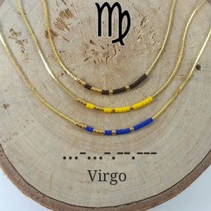 VIRGO Morse Code necklace, CUSTOM morse code, Secret Message, Dainty necklace, Personalized, Morse code jewelry, Birth necklace, sister Gift