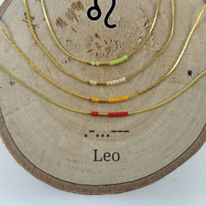LEO Morse Code necklace, CUSTOM morse code, Secret Message, Dainty necklace, Personalized, Morse code jewelry, Birth necklace, mother Gift