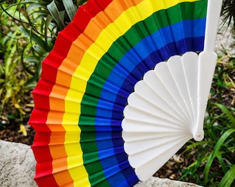 Pride LGBTQ Clack Fan / Rainbow Festival Hand Fan (Fabric)