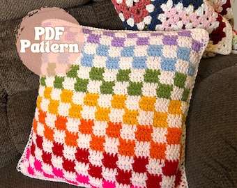 Crochet Pillow Pattern / Crochet Pillow / Crochet Throw Pillow / Checkered Pillow