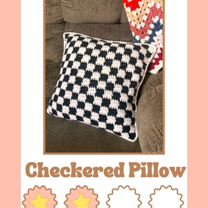 Crochet Pillow Pattern, Summer Crochet Pattern, Checkered Pillow Pattern, Beginner Crochet Pattern, image 2