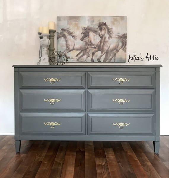 RWay mid century gray dresser/tv console/entryway Etsy
