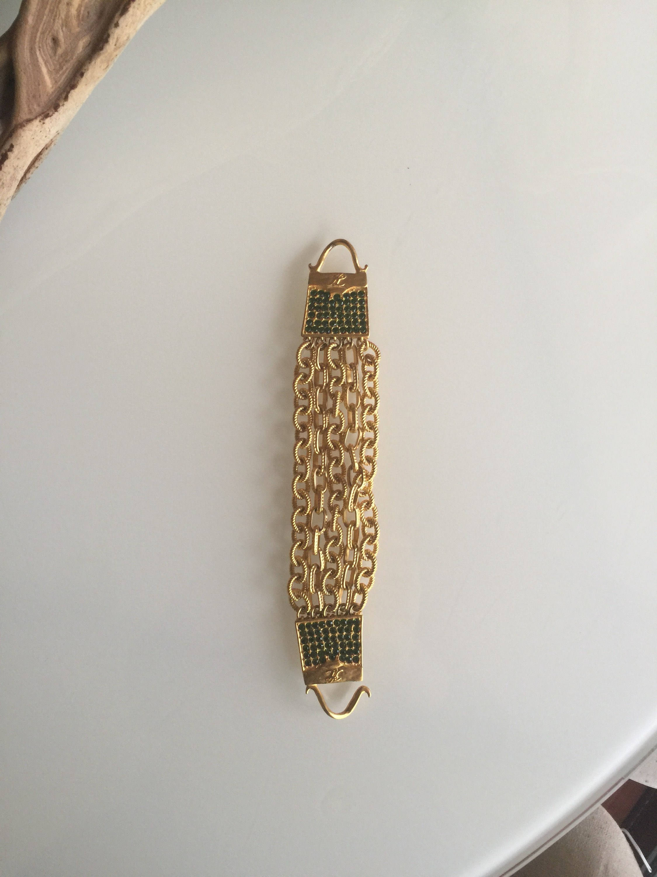 Rare KJL Bracelet with Green Rhinestones Etsy