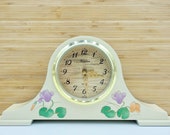 Floral Mantle Clock - Vintage Mid Century Modern - Papillon Japan - Boho Eclectic Home Decor