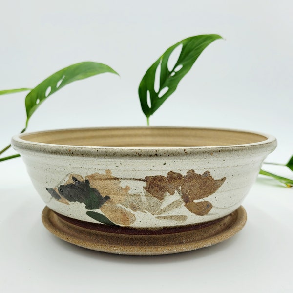 Vintage Floral Planter Pot - Mid Century Modern Pottery - Boho Eclectic Home Decor