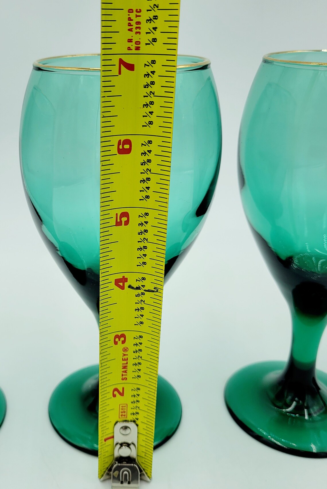 Libbey Green and Gold Drinking Glass Set of 4 Wine Glasses Etsy