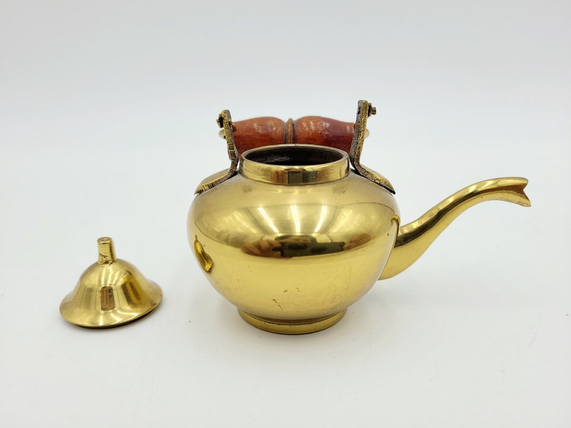 Tiny Brass Tea Pot With Lid Vintage Boho Eclectic Decor Etsy