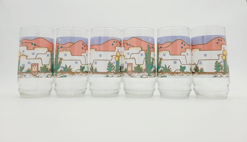 Boho Eclectic Kitchen Dining Decor Southwest Pueblo Vintage Southwest Drinking Glasses