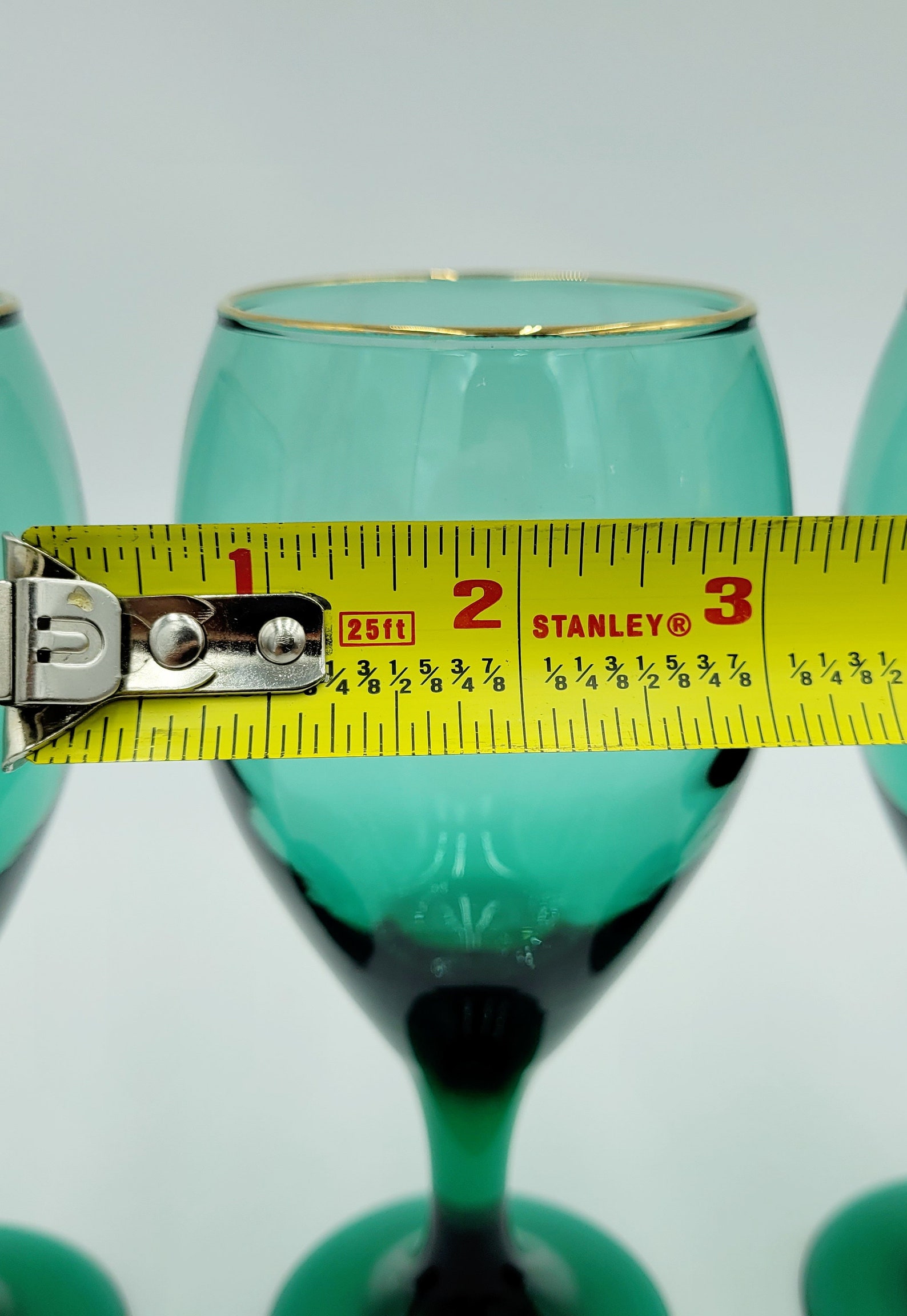 Libbey Green and Gold Drinking Glass Set of 4 Wine Glasses Etsy