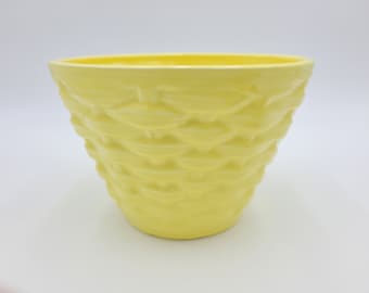 Mid Century Modern Yellow Hatch California Pottery Planter Pot