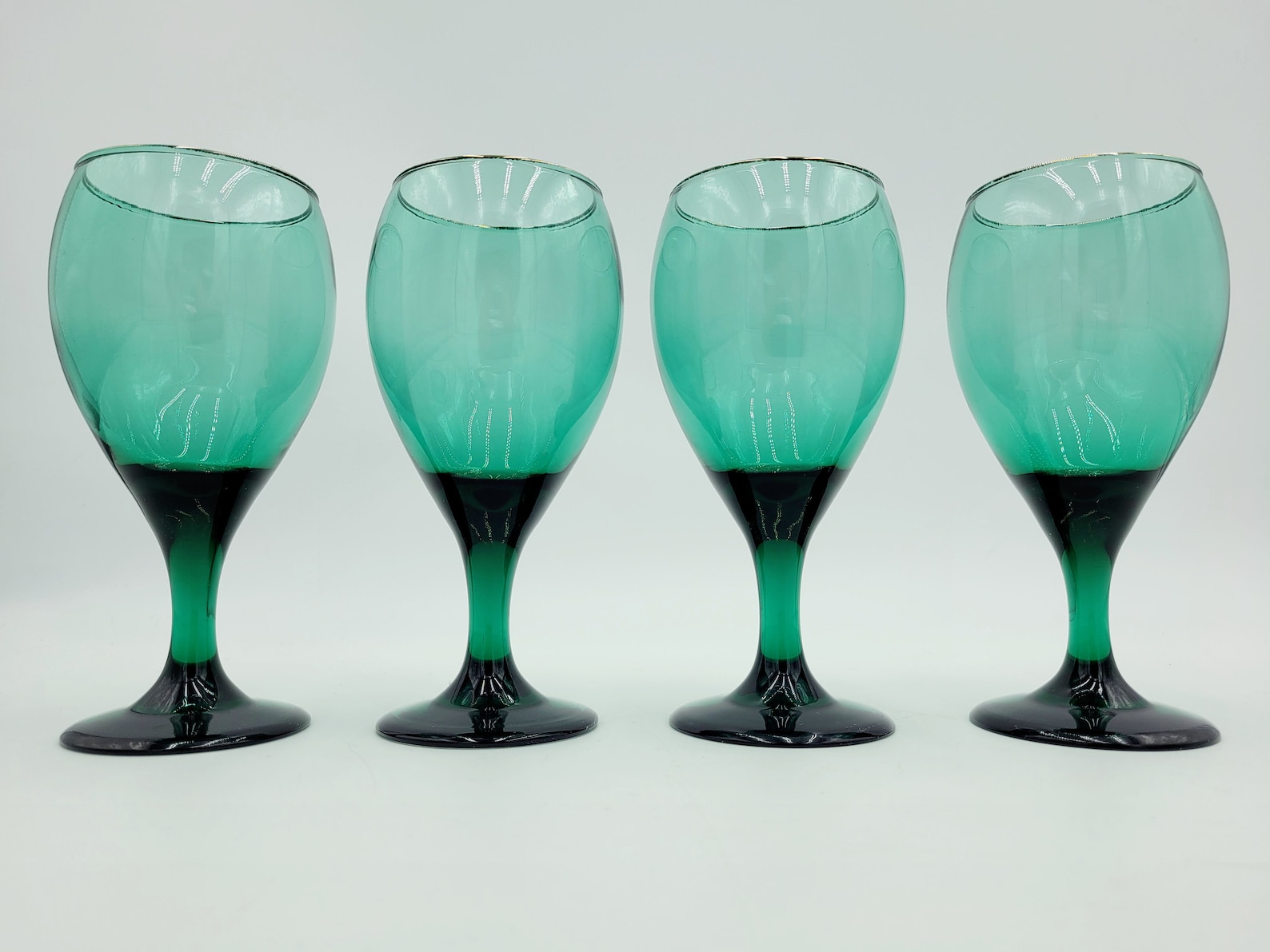 Libbey Green and Gold Drinking Glass Set of 4 Wine Glasses Etsy