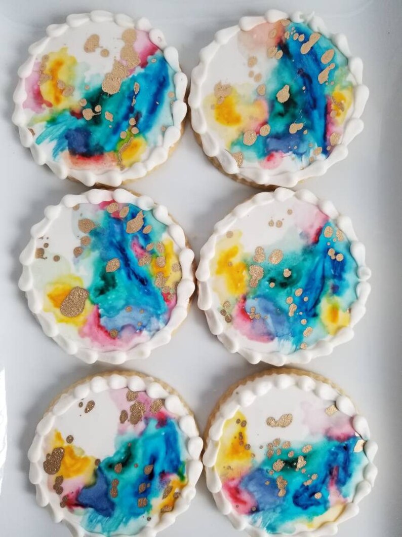 1 dozen watercolor cookies | Etsy