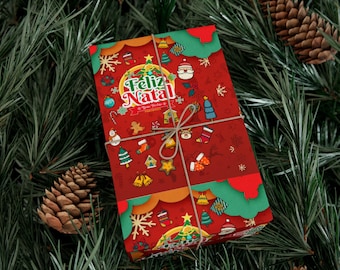 Feliz Natal Christmas Gift Holiday Wrapping