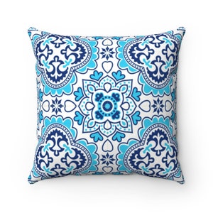 Azulejo Spun Polyester Square Pillow