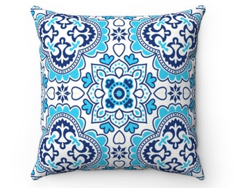 Azulejo Spun Polyester Square Pillow
