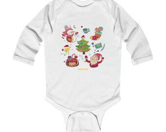 Christmas Stickers Infant Long Sleeve Bodysuit (Baby)