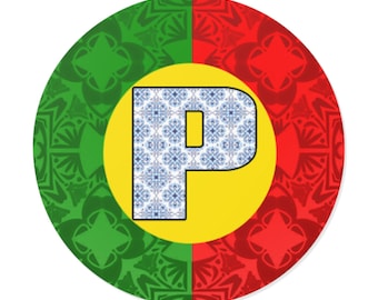 Colorful 'P' for Portugal Round Vinyl Stickers