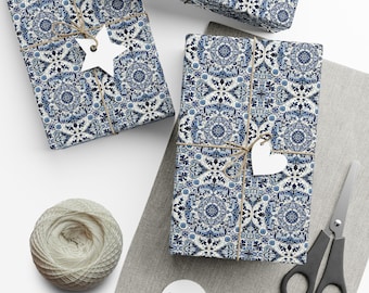 Portuguese Tile Patterned Gift Wrap Paper